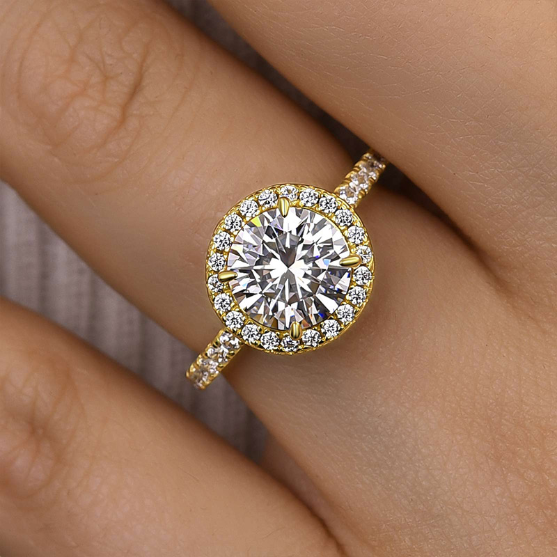 2Ct Classic Halo Round Cut Women's Engagement Ring In White Gold-Sterling Silver-lornajewelry