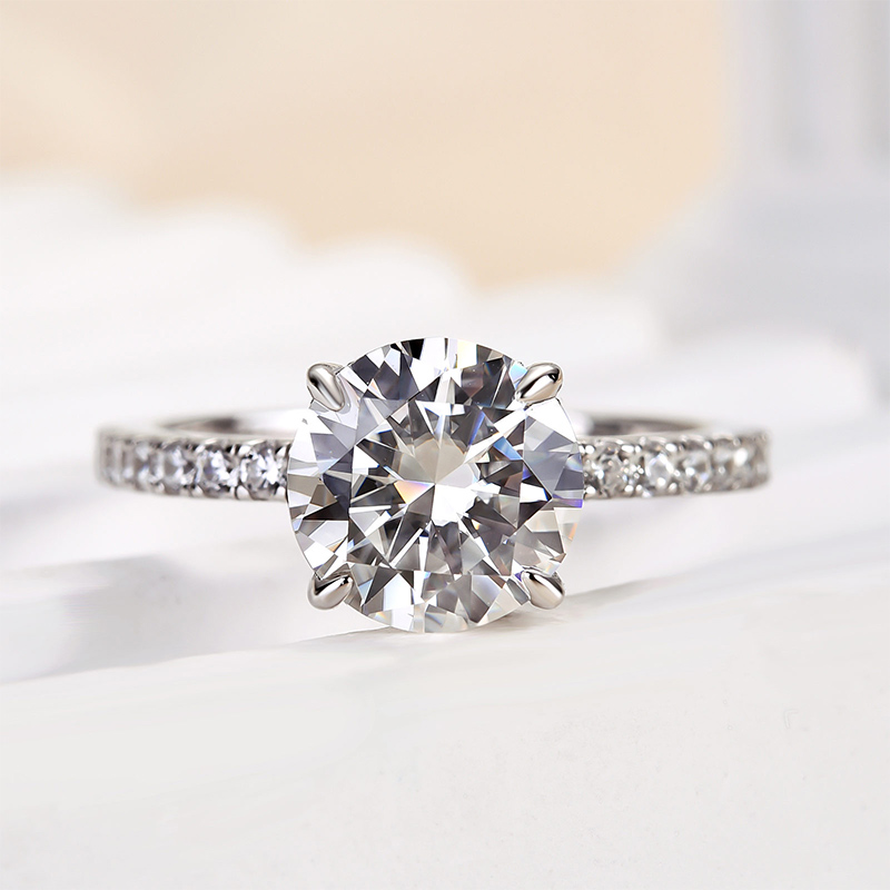 2Ct Classic Moissanite Round Cut Promise Ring-Sterling Silver-lornajewelry