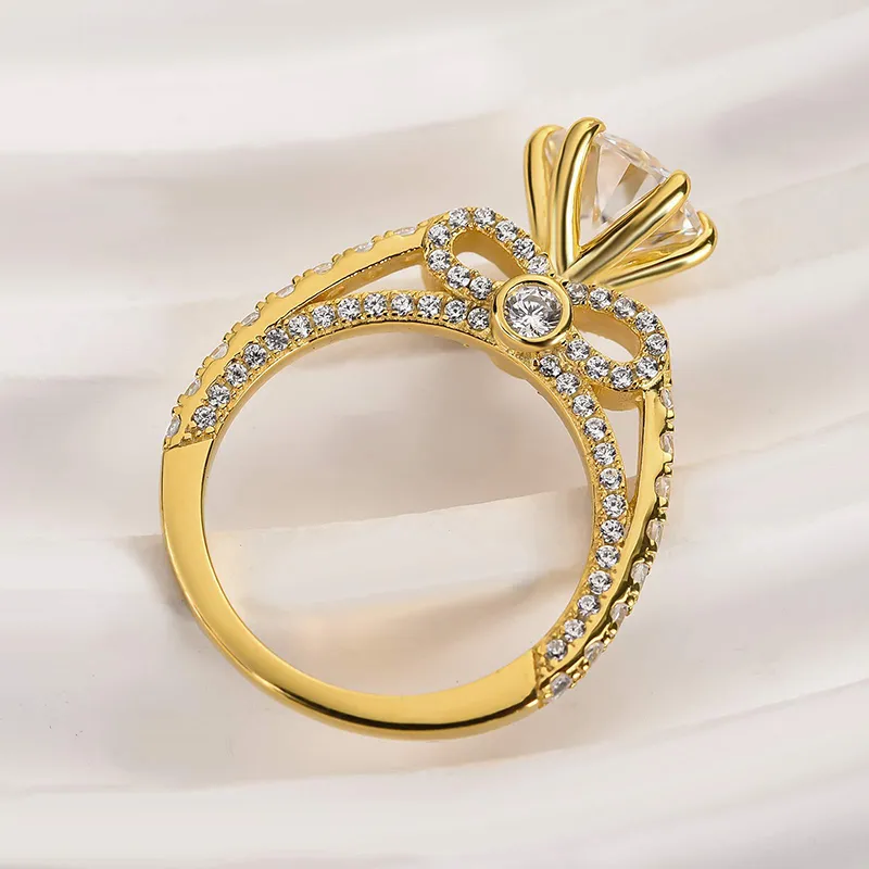 3Ct Moissanite Bow Base Design Engagement Ring
