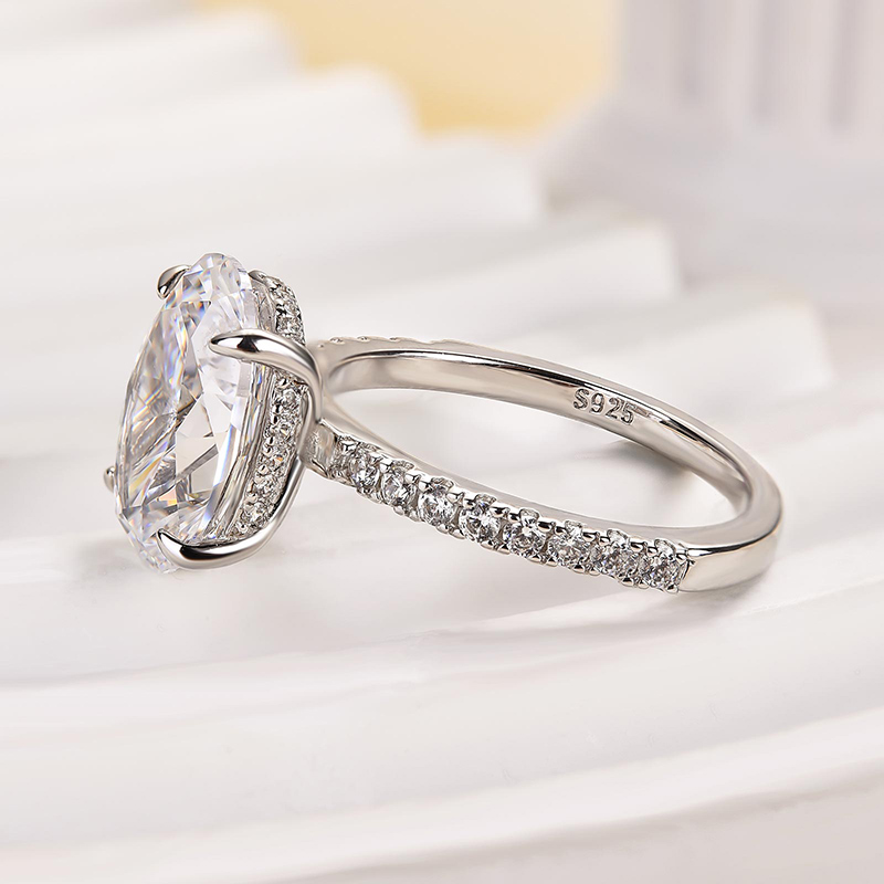 4Ct Classic Oval Cut  Engagement Ring In Sterling Silver-Sterling Silver-lornajewelry