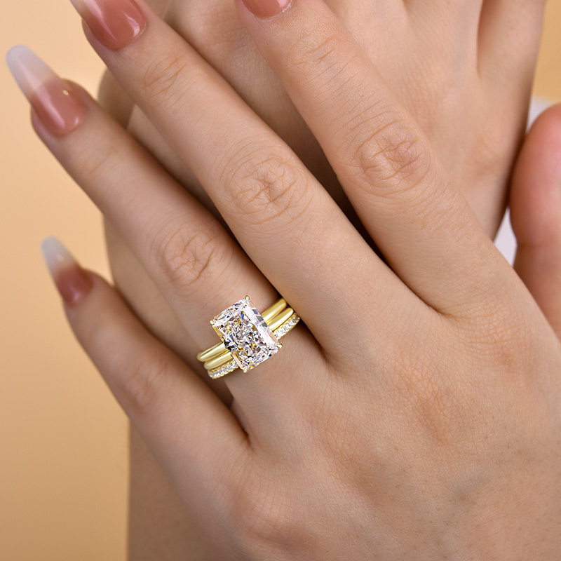 Classic Radiant Cut 3PC Wedding Ring Set-Sterling Silver-lornajewelry