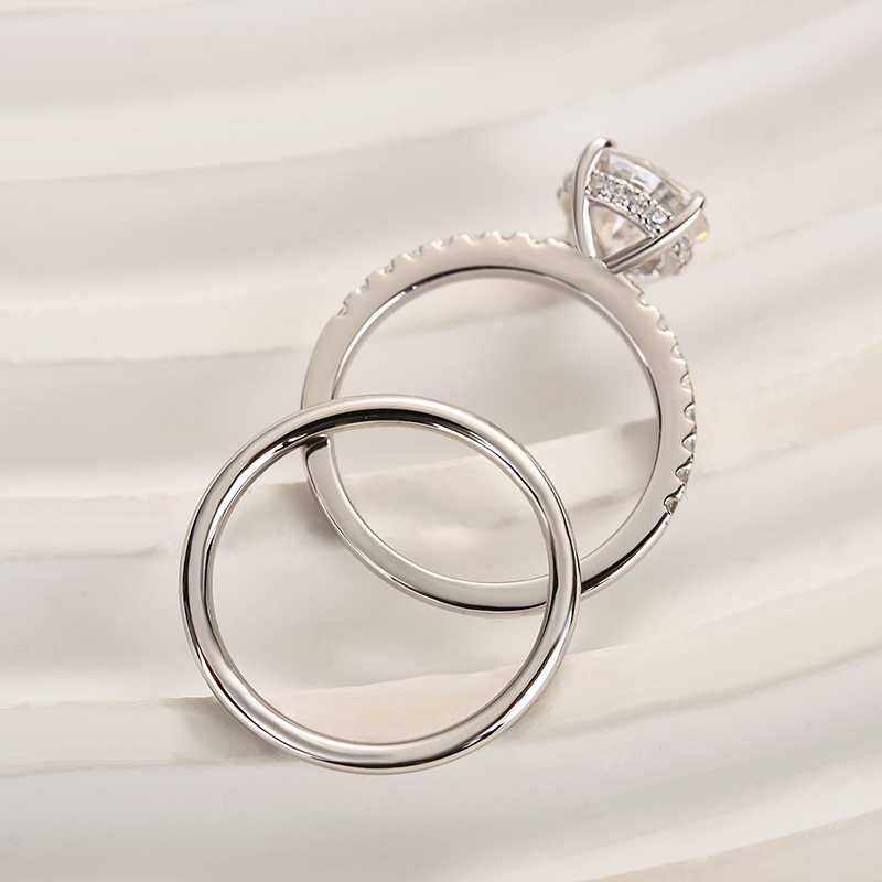 Classic Moissanite 2.0 Carat Round Cut Ring Set-Sterling Silver-lornajewelry