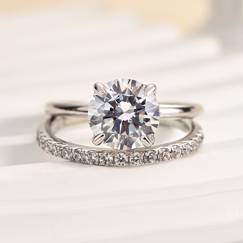 Classic Round Cut s Bridal Ring Set-Sterling Silver-lornajewelry