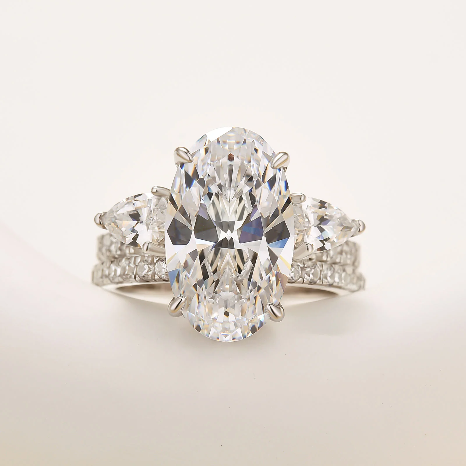 4Ct Oval Cut Unique Insert Wedding Ring Set For Women In Sterling Silver