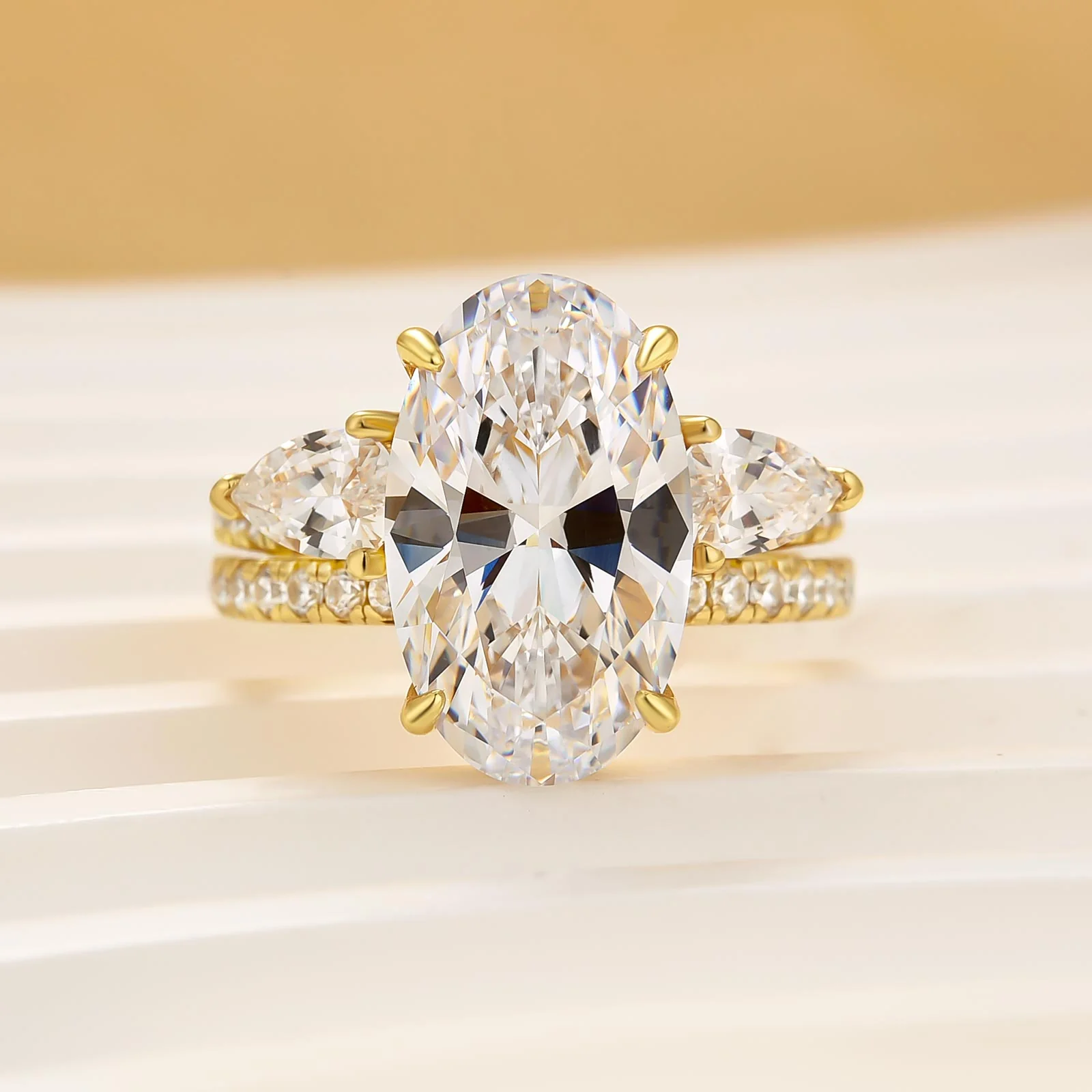 4Ct Oval Cut Unique Insert Wedding Ring Set For Women In Sterling Silver