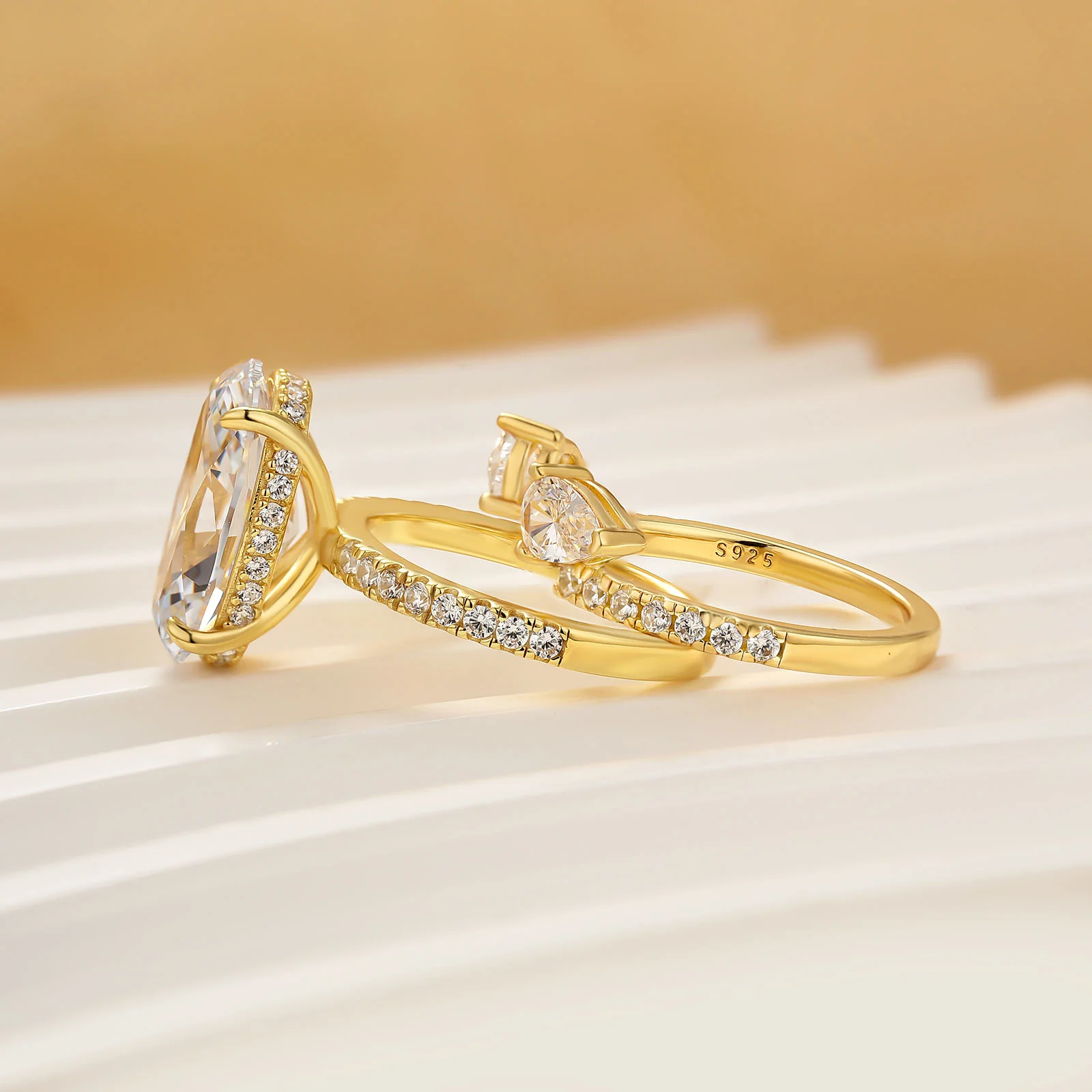 4Ct Oval Cut Unique Insert Wedding Ring Set For Women In Sterling Silver