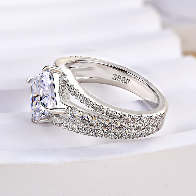 2Ct Moissanite Special Princess Cut Engagement Ring-Sterling Silver-lornajewelry