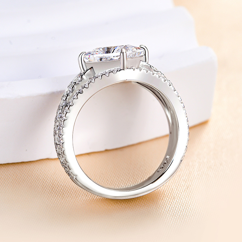 2Ct Moissanite Special Princess Cut Engagement Ring-Sterling Silver-lornajewelry
