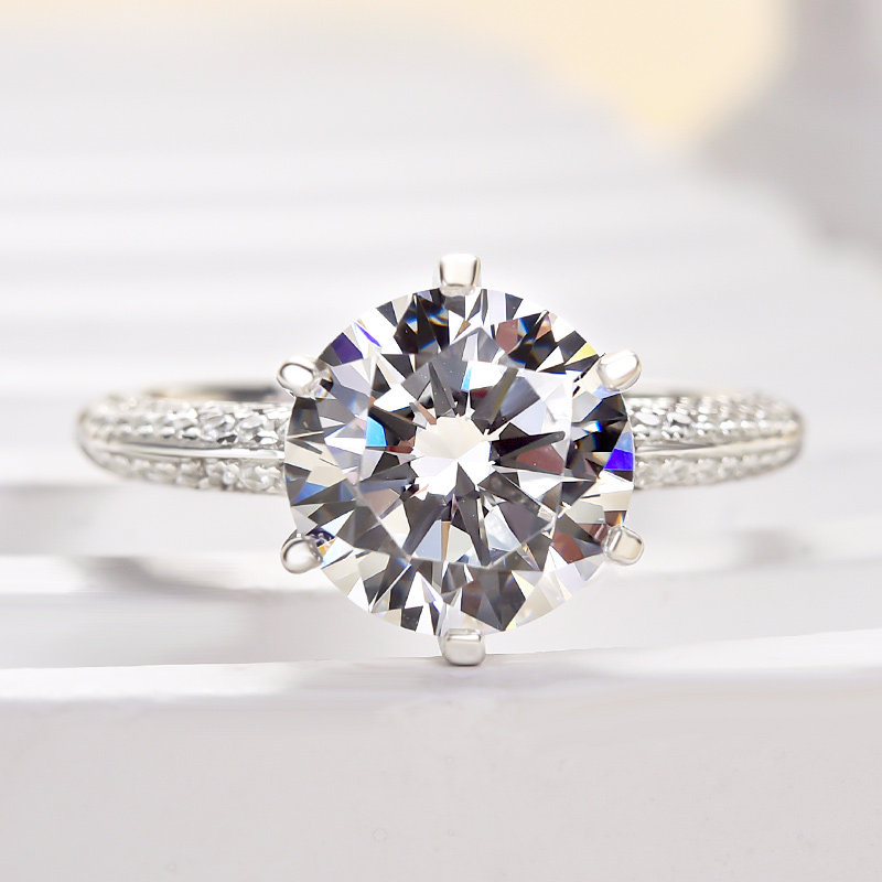 2.5Ct Timeless 6 Prongs Round Cut Engagement Ring-Sterling Silver-lornajewelry