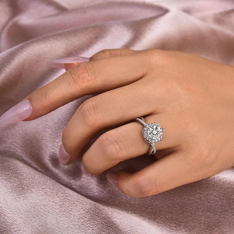 1Ct Moissanite Noble Halo Engagement Ring