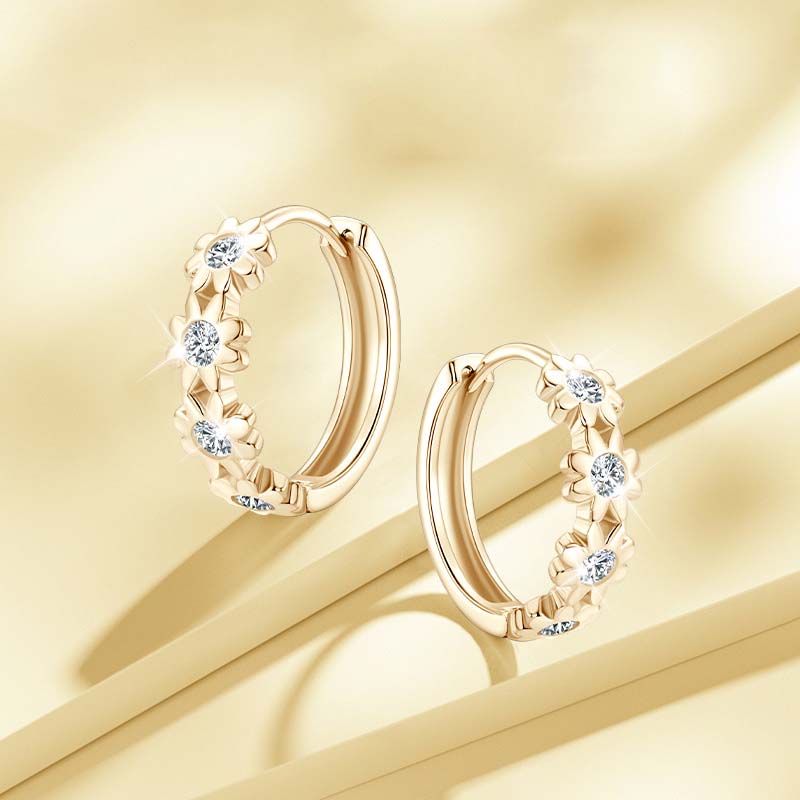 Moissanite Daisy Flower Earrings-Sterling Silver-lornajewelry