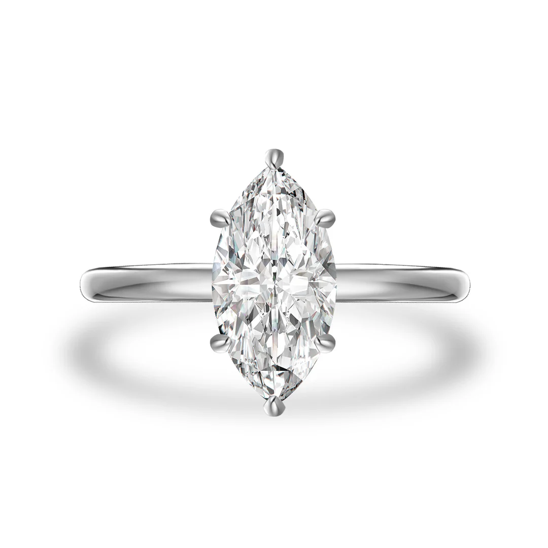 Luna Moissanite 1.0 Ct ～ 3.0 Ct Marquise Cut Classic Solitaire Engagement Ring in Sterling Silver