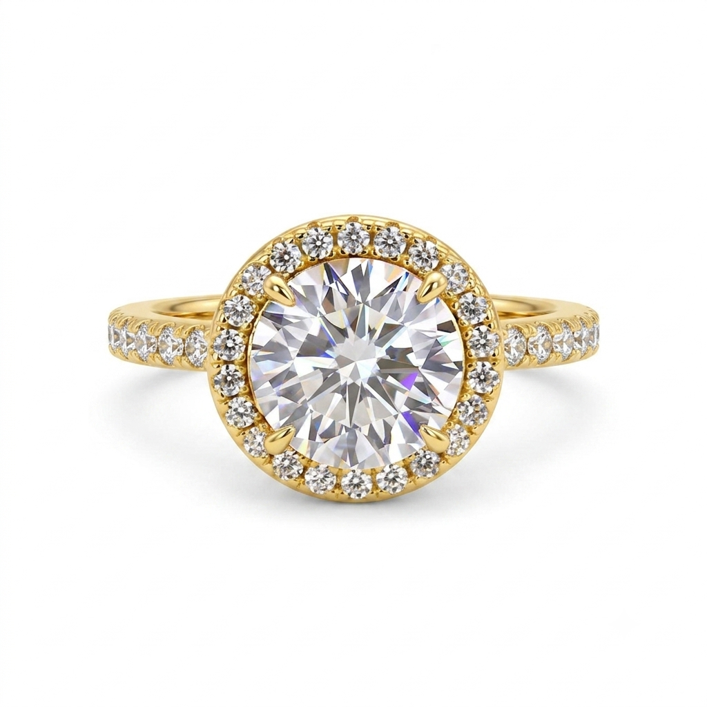 1-5Ct Classic Halo Round Cut Women's Engagement Ring In White Gold