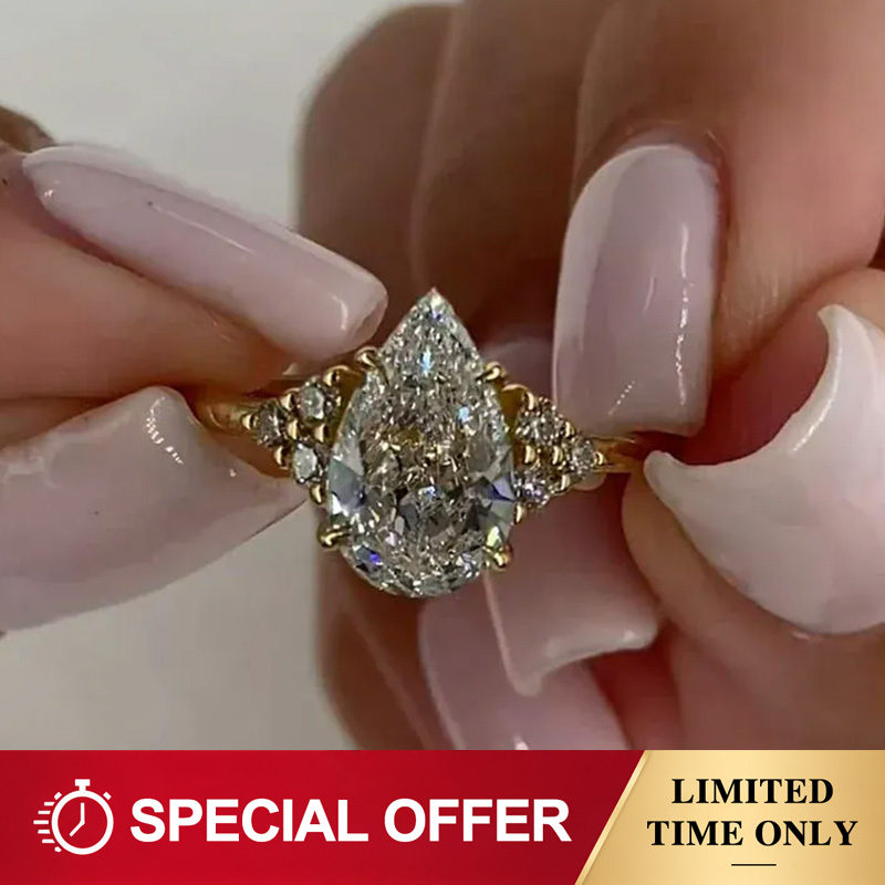 Moissanite 3.5 Ct Pear Cut Engagement Ring In Sterling Silver