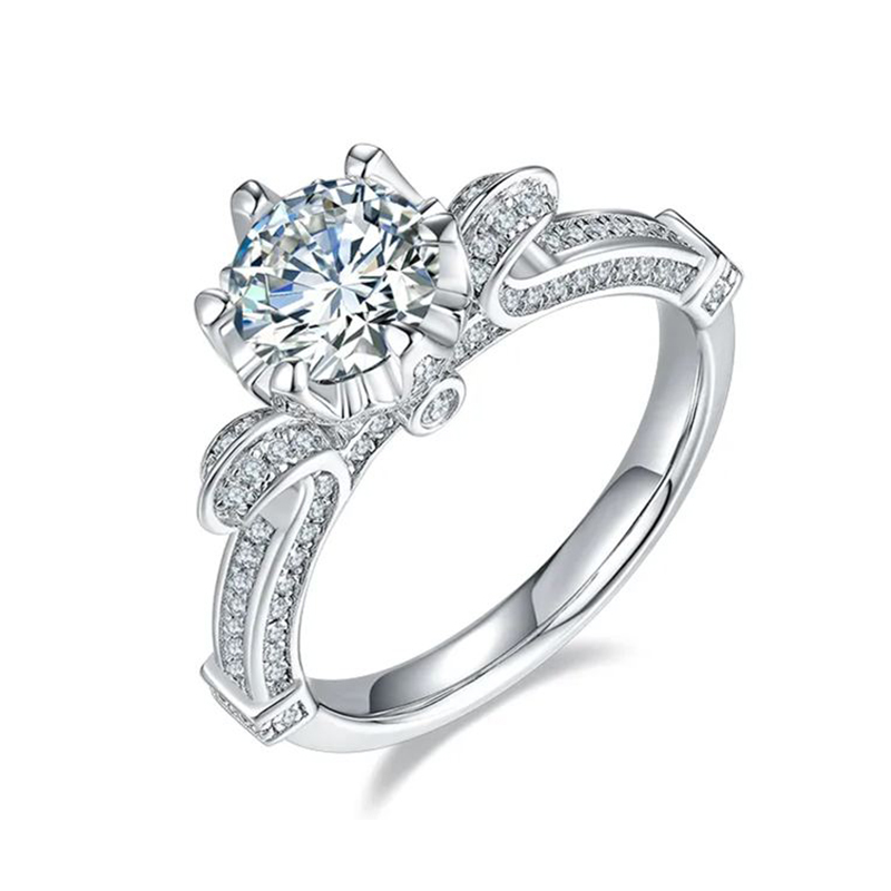 Luna Moissanite 1.0 Ct ～ 3.0 Ct Round Cut Vintage Engagement Ring In Sterling Silver