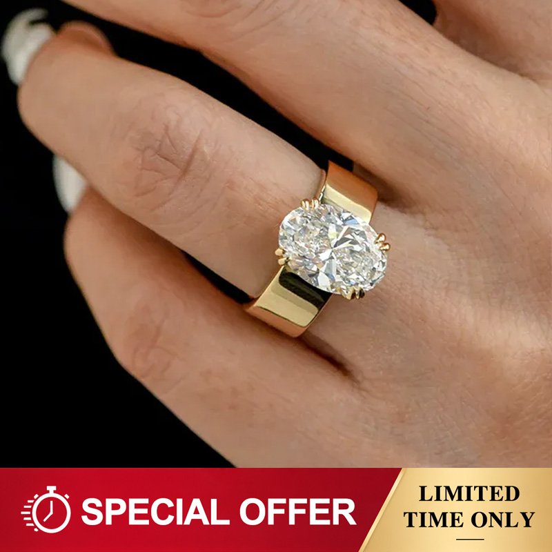 Moissanite 4.0 Ct Oval Cut Solitaire Wide Band Vintage Inspired Engagement Ring In Sterling Silver