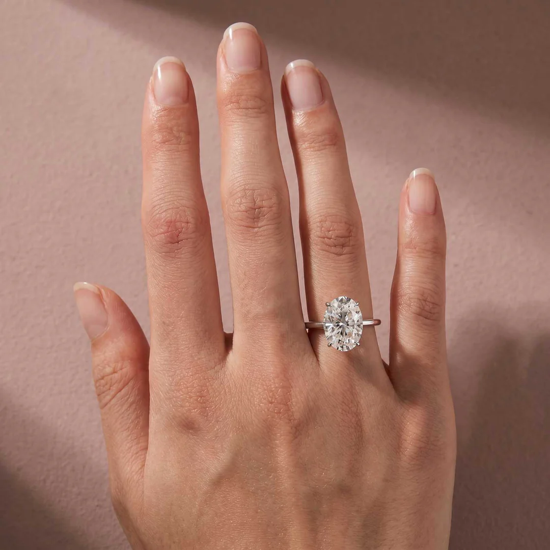 Luna Moissanite 2.0 Ct ～ 5.5 Ct Oval Cut Solitaire Classic Engagement Ring In Sterling Silver