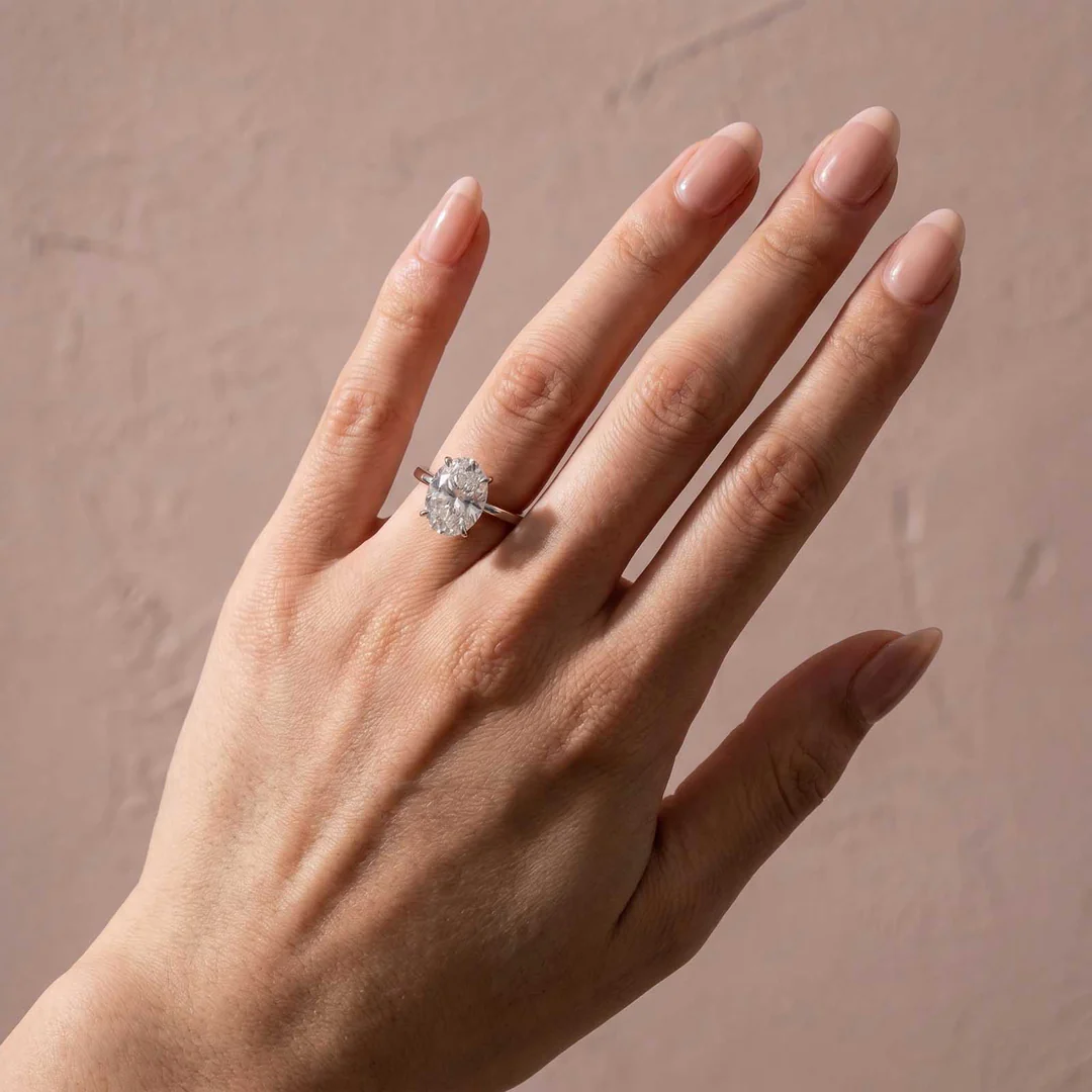 Luna Moissanite 2.0 Ct ～ 5.5 Ct Oval Cut Solitaire Classic Engagement Ring In Sterling Silver