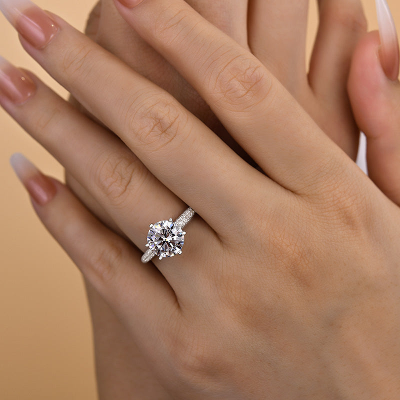 2.5Ct Timeless 6 Prongs Round Cut Engagement Ring-Sterling Silver-lornajewelry