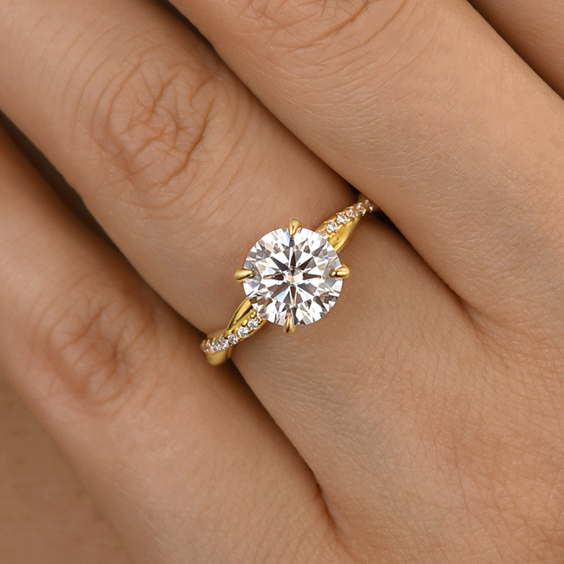 2Ct Moissanite Twist Round Cut Promise Ring-Sterling Silver-lornajewelry