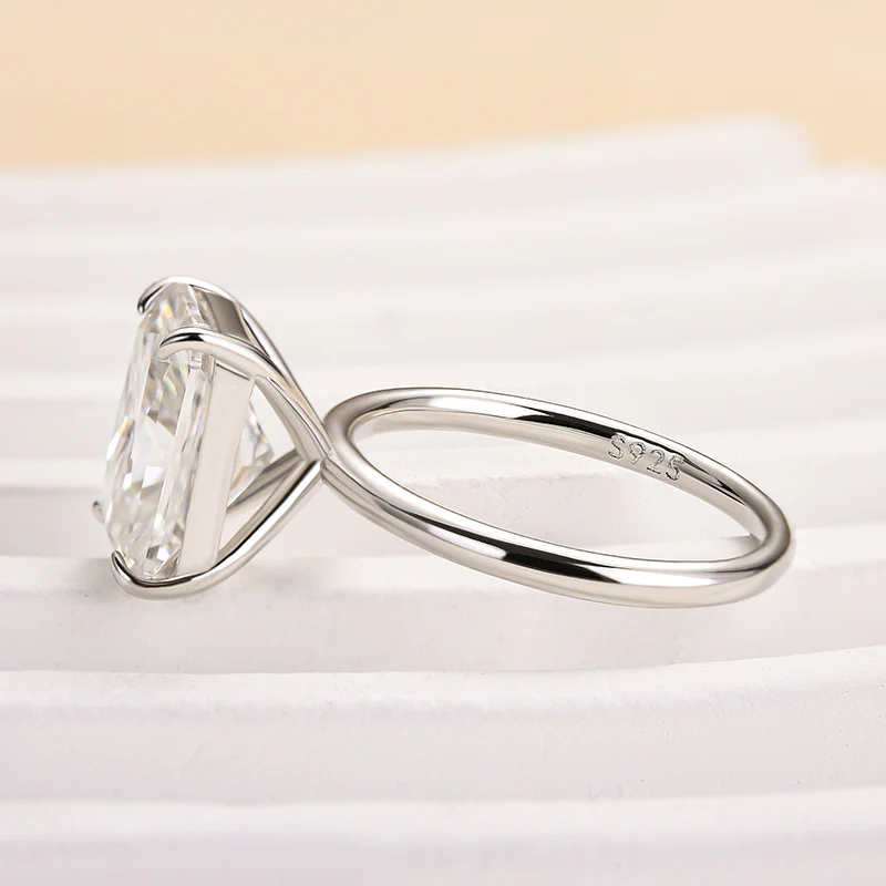 Luna Moissanite 1.0 Ct ～ 4.0 Ct Radiant Cut Solitaire Classic Engagement Ring In Sterling Silver