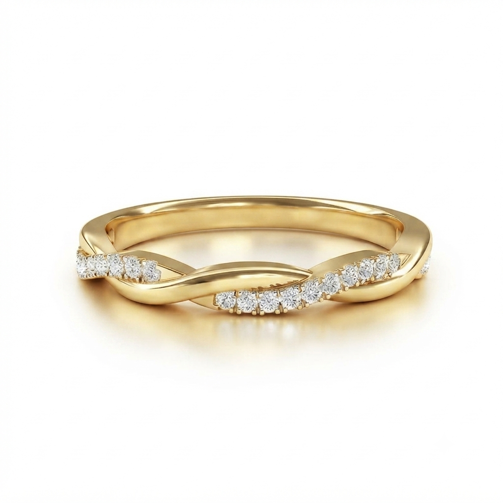 Luna Moissanite Round Cut Twist Half Eternity Wedding Band In Sterling Silver