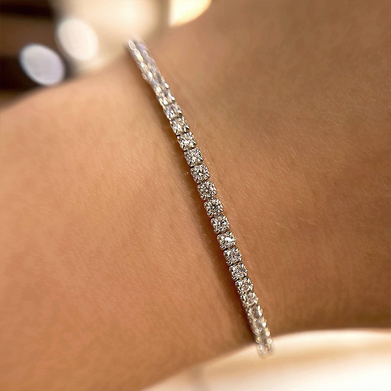 Sparking Tennis Bolo Bracelet For Women In Sterling Silver-Sterling Silver-lornajewelry
