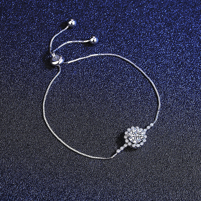 Moissanite Snowflake Design Bracelet-Sterling Silver-lornajewelry