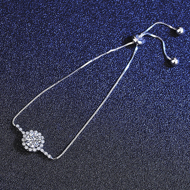 Moissanite Snowflake Design Bracelet-Sterling Silver-lornajewelry