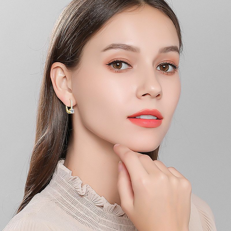 Moissanite Round Cut Stud Earrings-Sterling Silver-lornajewelry