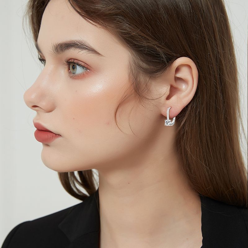 Moissanite Round Cut Stud Earrings-Sterling Silver-lornajewelry