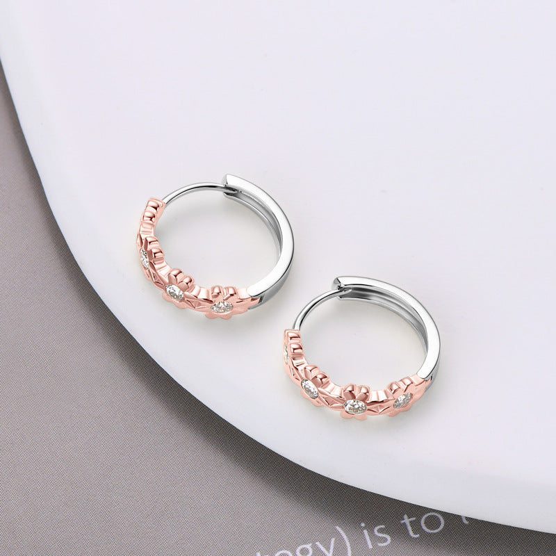 Moissanite Daisy Flower Earrings-Sterling Silver-lornajewelry