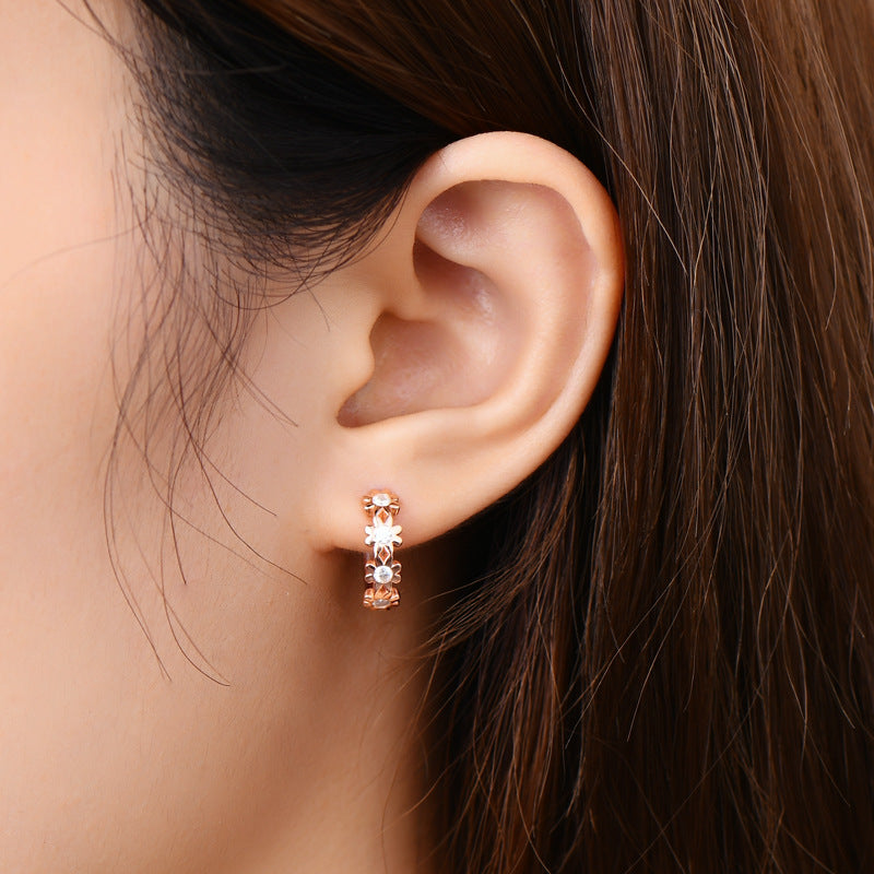 Moissanite Daisy Flower Earrings-Sterling Silver-lornajewelry