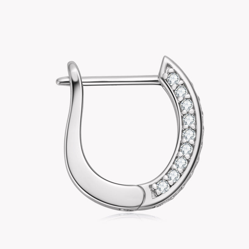 Moissanite Triple Row Hoop Channel Set Earrings In Sterling Silver-Sterling Silver-lornajewelry
