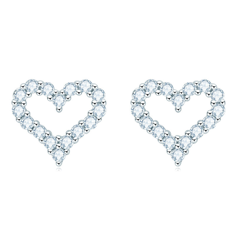 Moissanite Heart Shape Earrings-Sterling Silver-lornajewelry