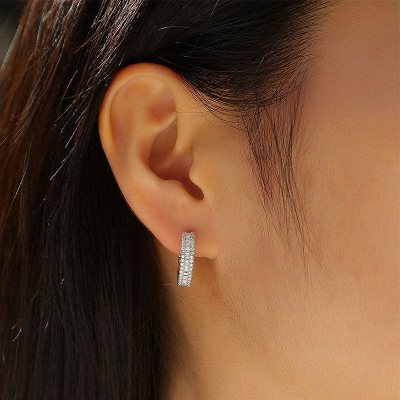 Moissanite Chic Design Stud Earrings-Sterling Silver-lornajewelry