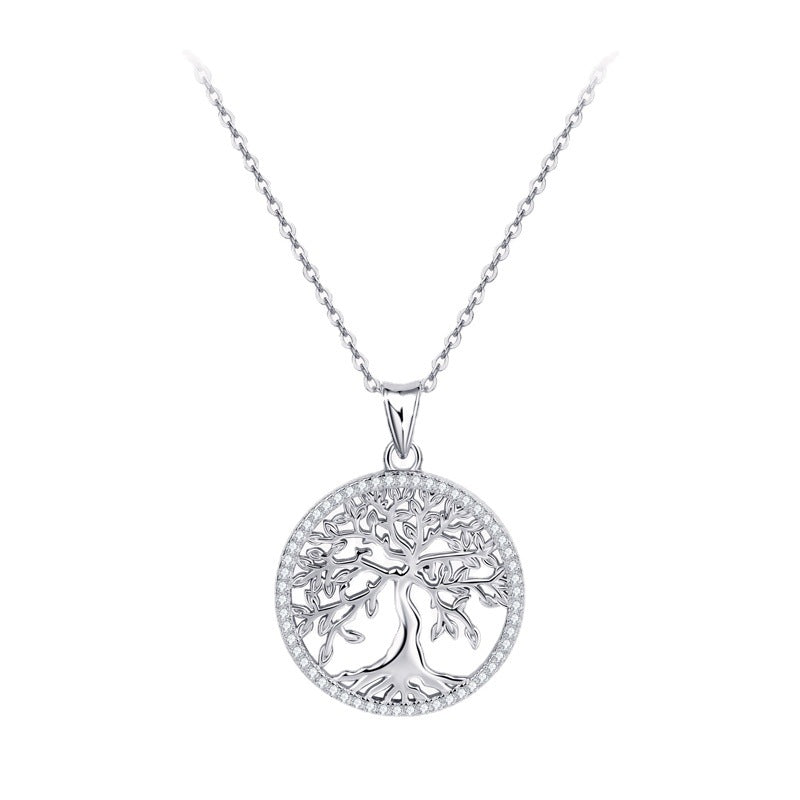 Moissanite Creative Tree of Life Necklace-Sterling Silver-lornajewelry
