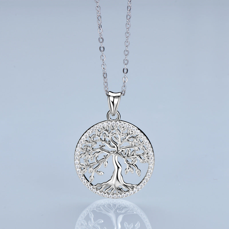 Moissanite Creative Tree of Life Necklace-Sterling Silver-lornajewelry
