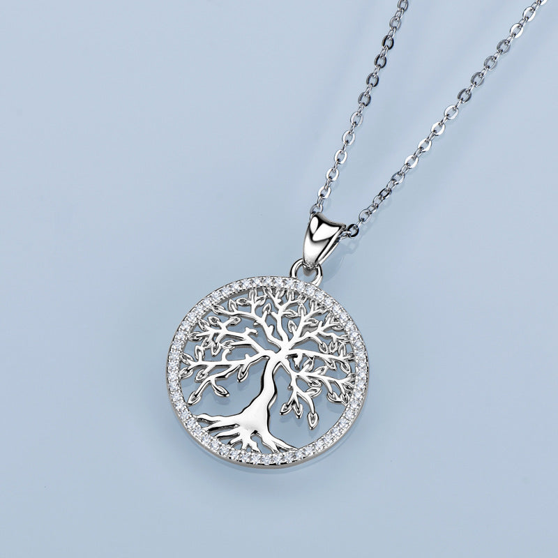 Moissanite Creative Tree of Life Necklace-Sterling Silver-lornajewelry