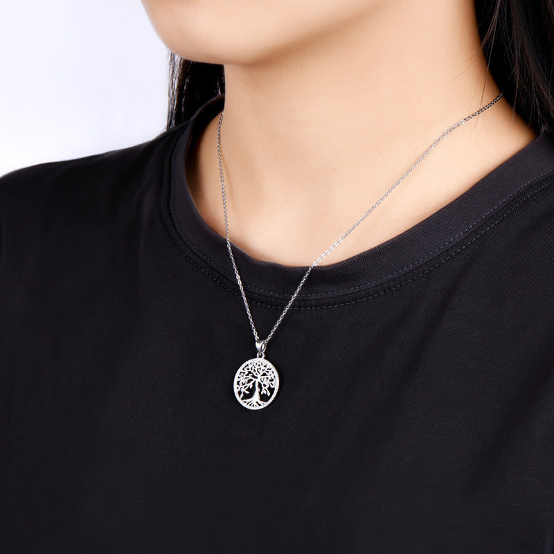Moissanite Creative Tree of Life Necklace-Sterling Silver-lornajewelry