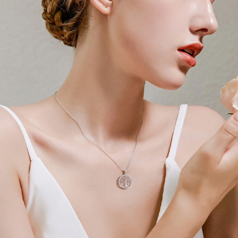Moissanite Creative Tree of Life Necklace-Sterling Silver-lornajewelry