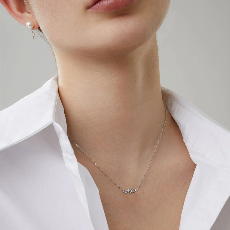 Lovely Gypsophila Moissanite Pendant Necklace-Sterling Silver-lornajewelry