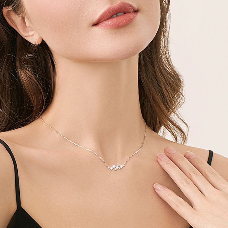 Lovely Gypsophila Moissanite Pendant Necklace-Sterling Silver-lornajewelry