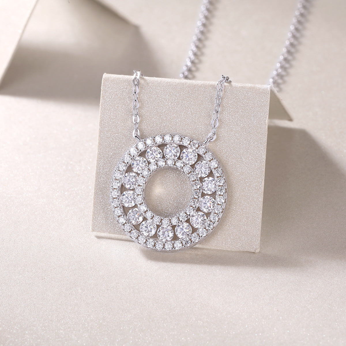 Moissanite Reciprocating Pendant Necklace-Sterling Silver-lornajewelry