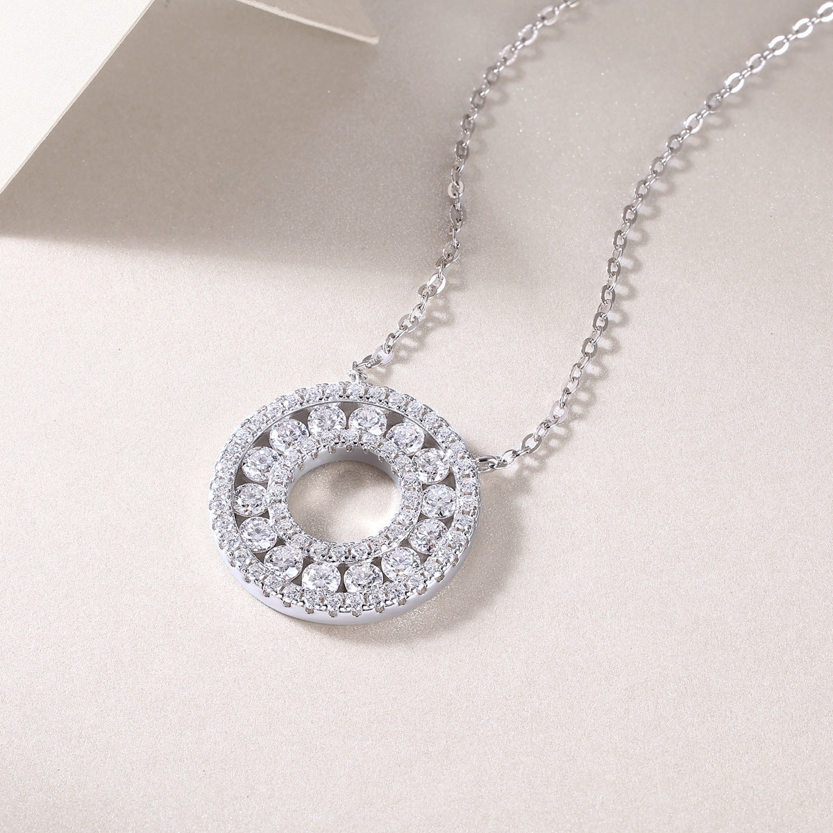 Moissanite Reciprocating Pendant Necklace-Sterling Silver-lornajewelry