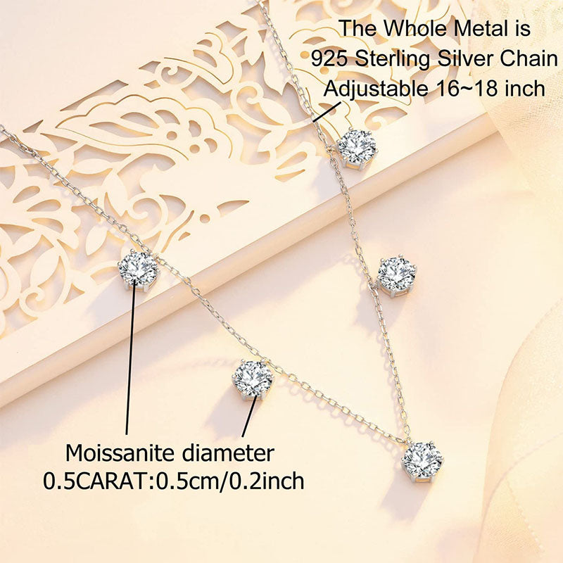 Moissanite 2.5 Carat Round Cut Gypsophila Pendant Necklace-Sterling Silver-lornajewelry