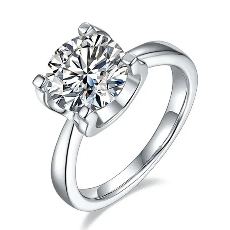 Luna Moissanite 1.0 Ct ～ 3.0 Ct Round Cut Bull Head Setting Solitaire Engagement Ring In Sterling Silver