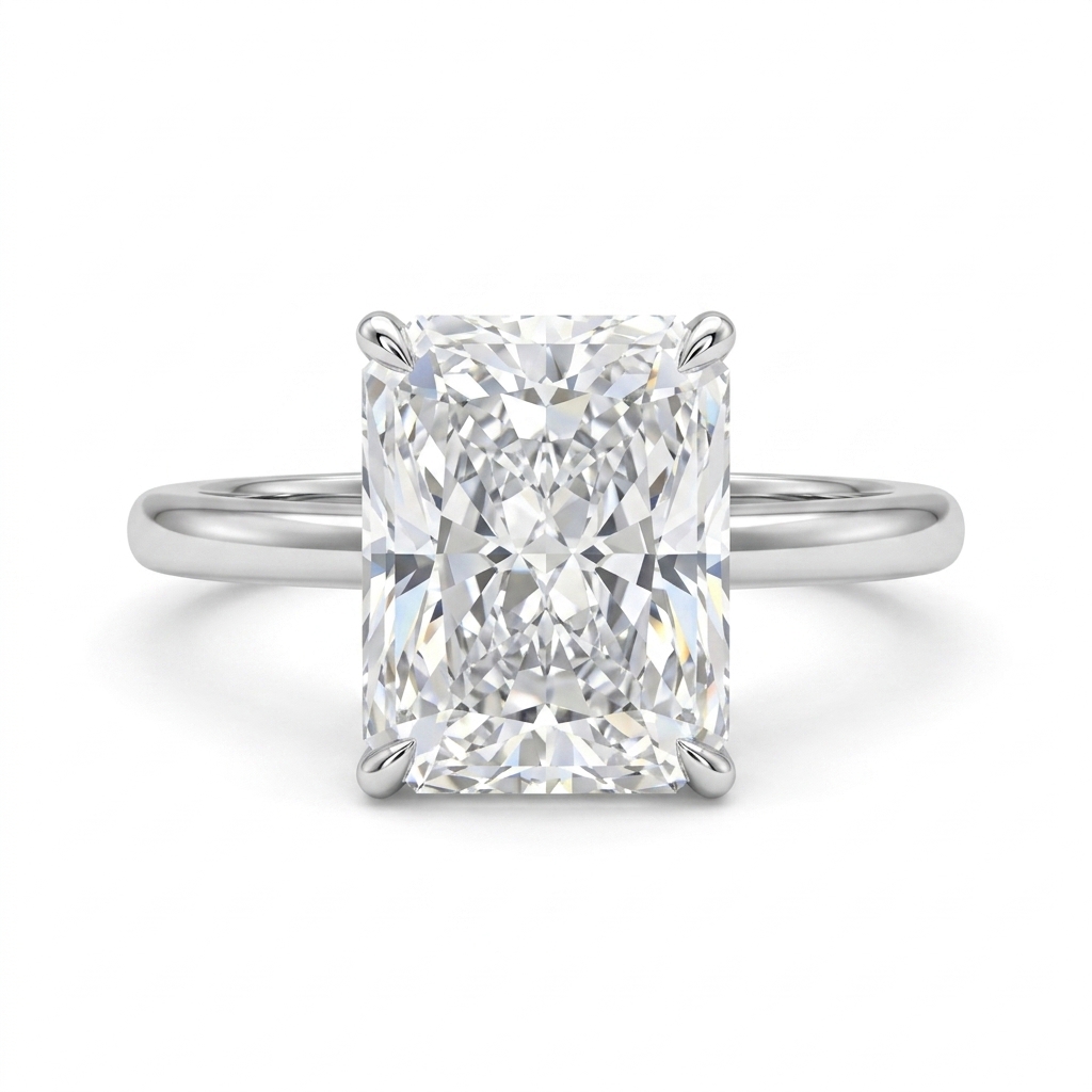 Luna Moissanite 1.0 Ct ～ 4.0 Ct Radiant Cut Solitaire Classic Engagement Ring In Sterling Silver