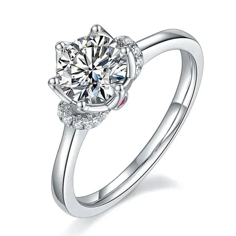 Luna Moissanite 1.0 Ct Round Cut Six Prong Engagement Ring In Sterling Silver