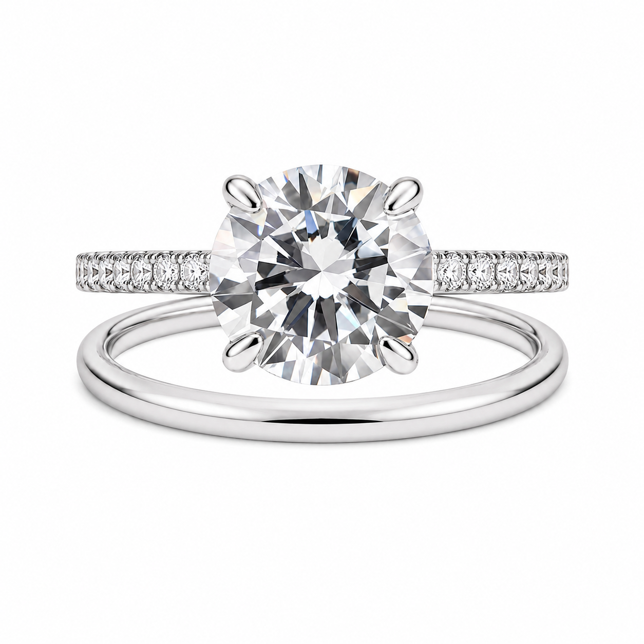 Luna Moissanite 2.0 Ct Round Cut 2-Pc Wedding Ring Set In Sterling Silver